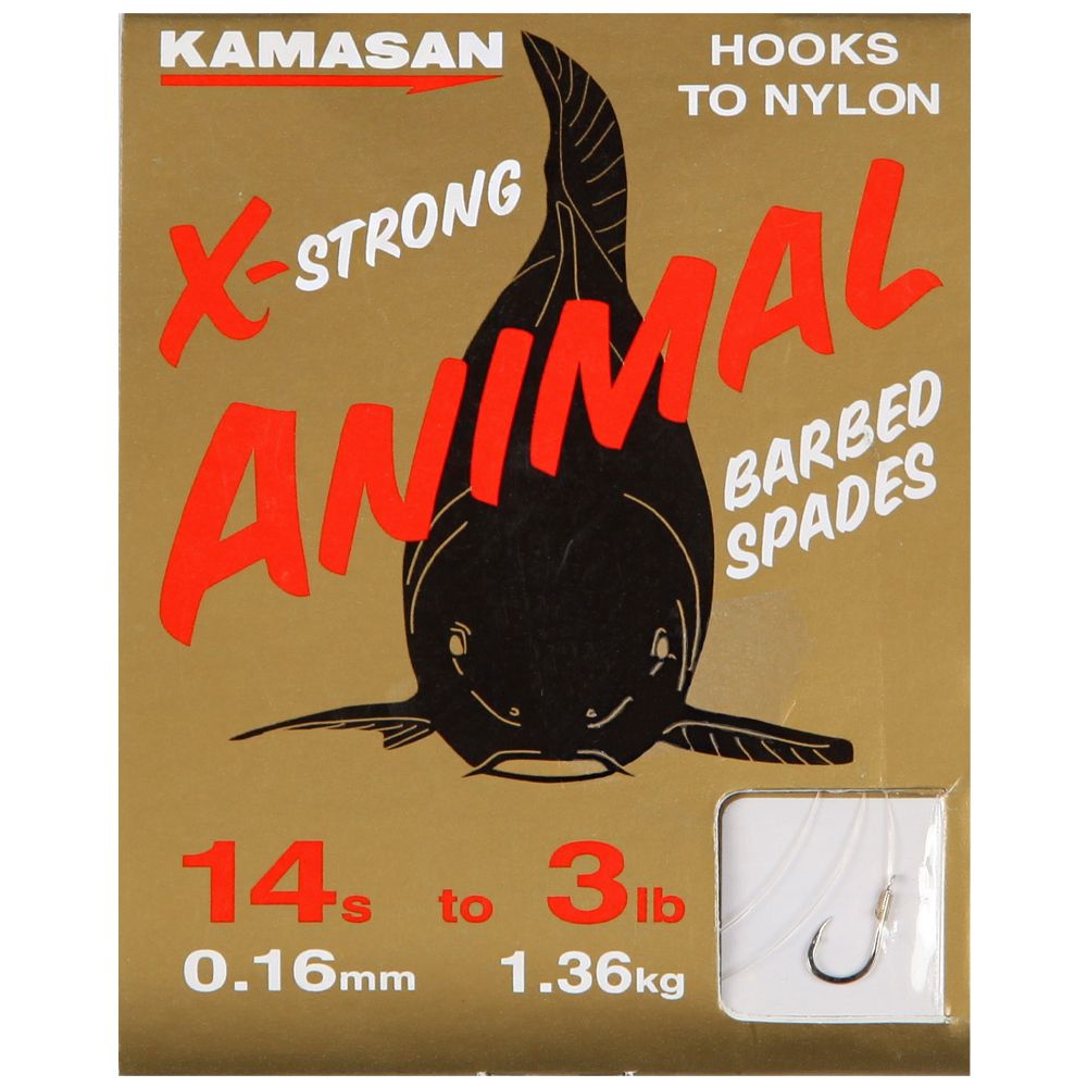 Kamasan Animal Barbed Spade Hooks To Nylon