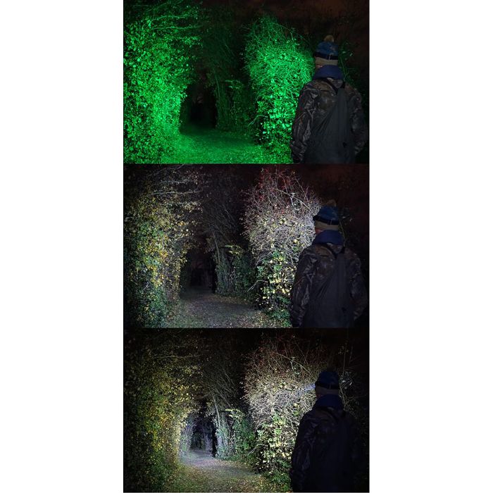 Des exemples des couleurs offertes par cette lampe frontale 