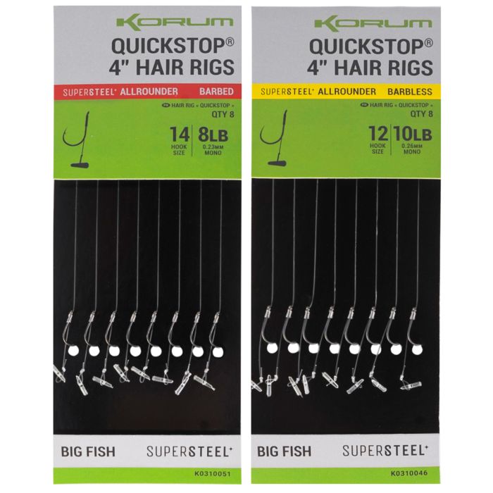 Korum Big Fish 4" Quickstop Hair Rigs