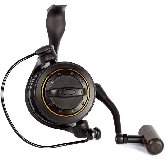 Vue Frontale du Moulinet Wychwood Riot Big Pit Noir