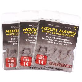 Hameçon Korum Barbed Hook Hairs with Quickstops