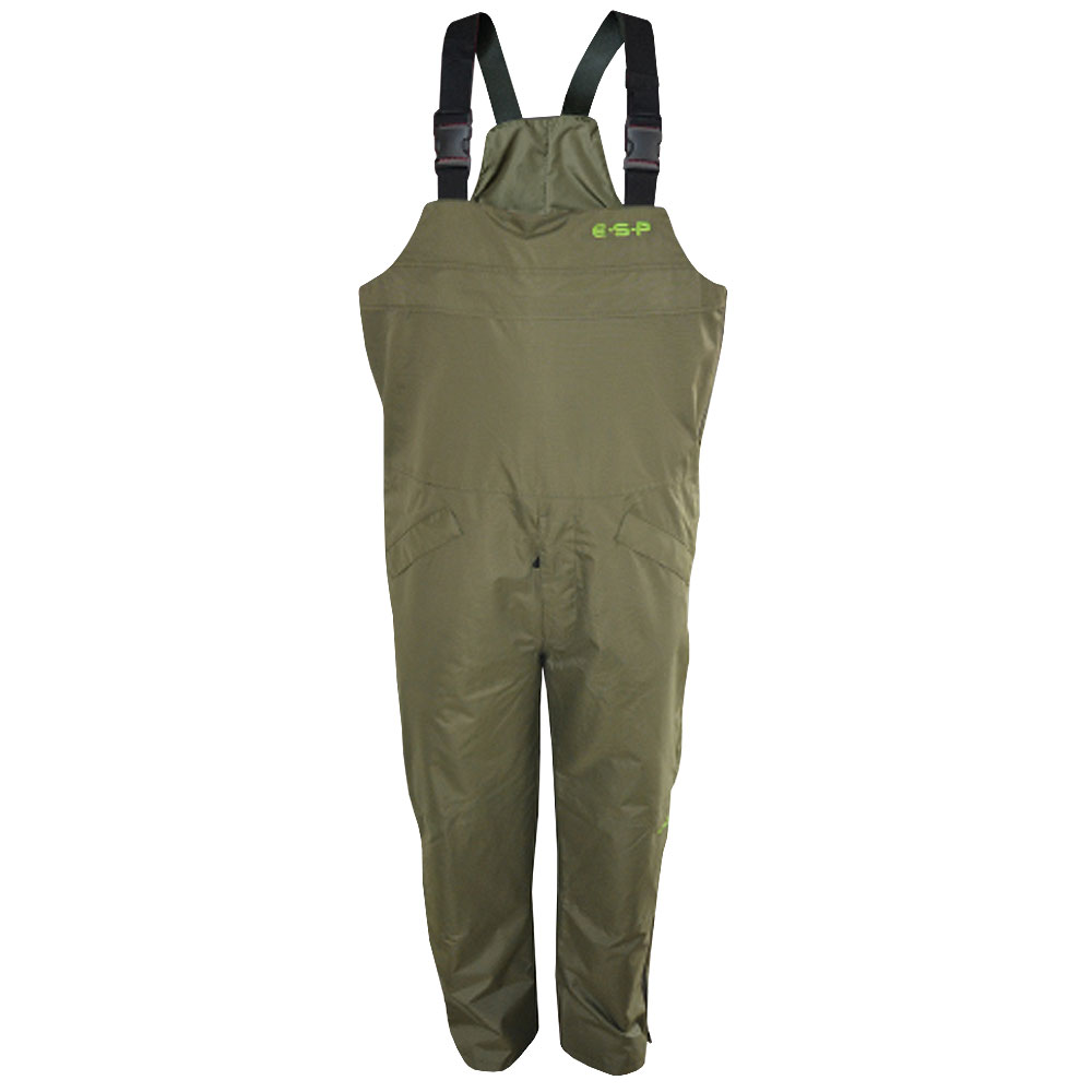 Salopette De Pêche ESP Drenchwear – Taille L, Vert, Imperméable, Matelassée